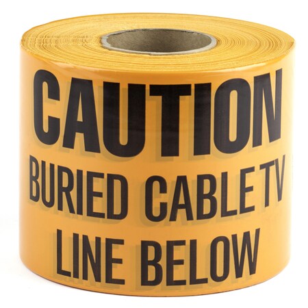 Dottie Underground Warning Tape, Caution Buried Cable TV Line Below, Orange, Polyethylene UT25D